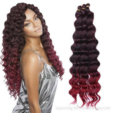 Wholesale Deep Wave Twist Crochet Hair Extension Ombre Color 20inch 80g Synthetic Fiber Curly Wavy Deep Twist Braiding Hair
